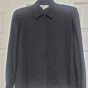 Saks Fifth Avenue black silk blouse formal elegant sz 4